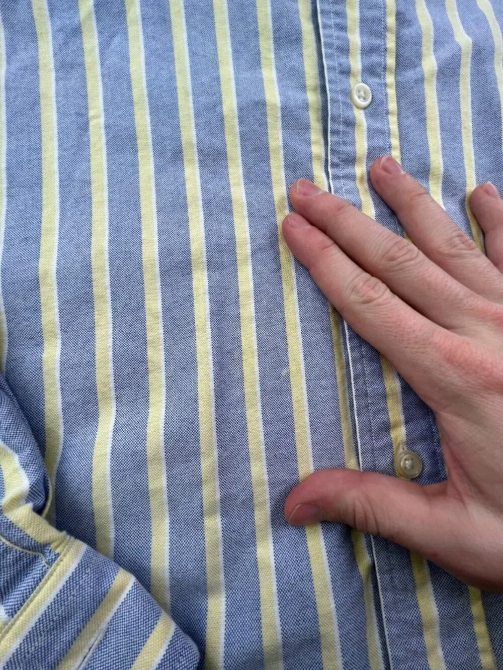 Ralph Lauren Classic Fit Button Down Shirt Striped Yellow Blue White 17.5 32/33